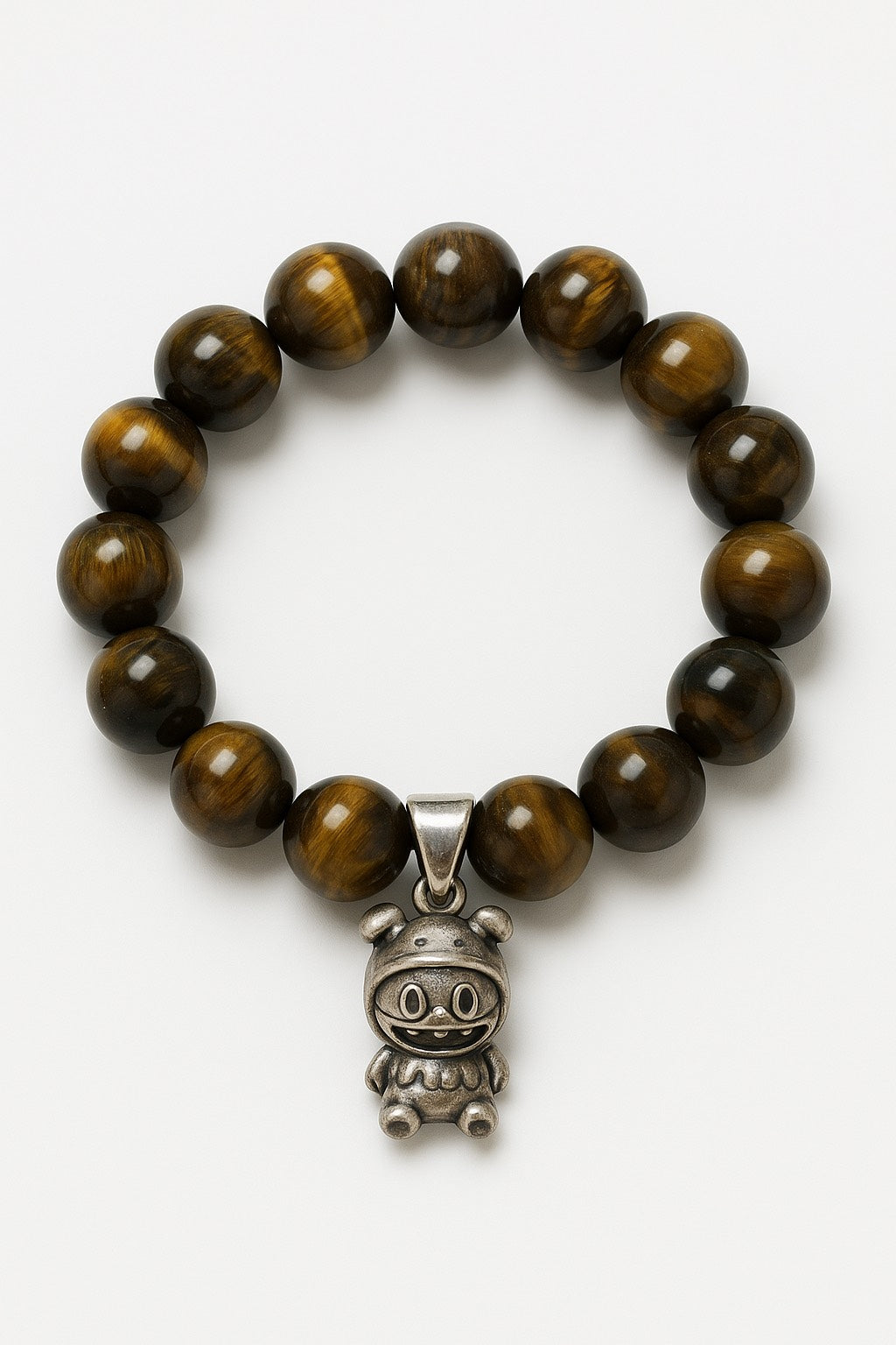 Tiger Eye Bead Bracelet With Charm