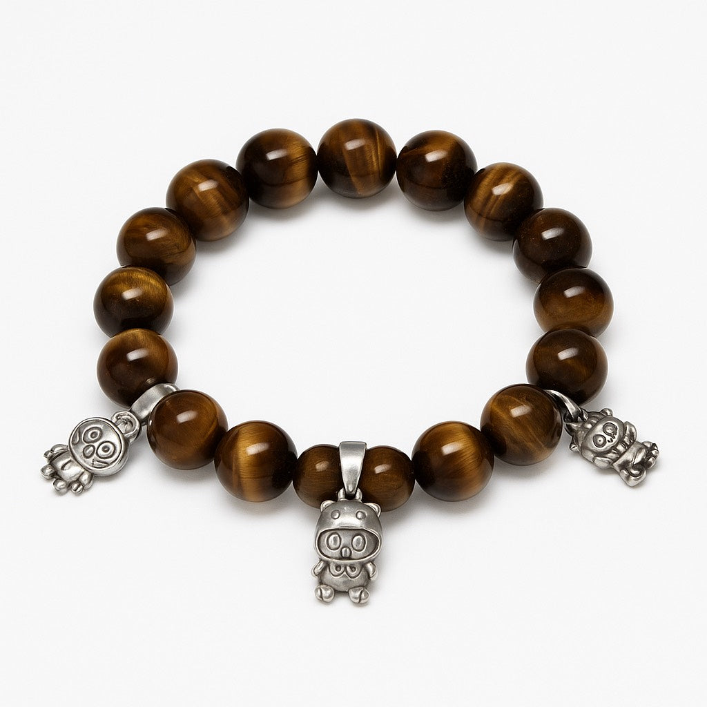 Tiger Eye Bead Bracelet With Charm