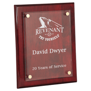 10 1/2" x 13" Rosewood Piano Finish Floating Glass Plaque