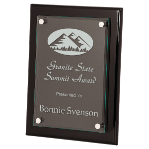 9" x 12" Black Piano Finish Floating Glass Plaque