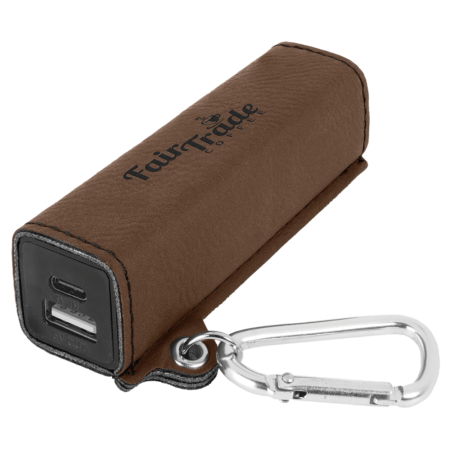 Laserable Leatherette Power Bank With Key Chain