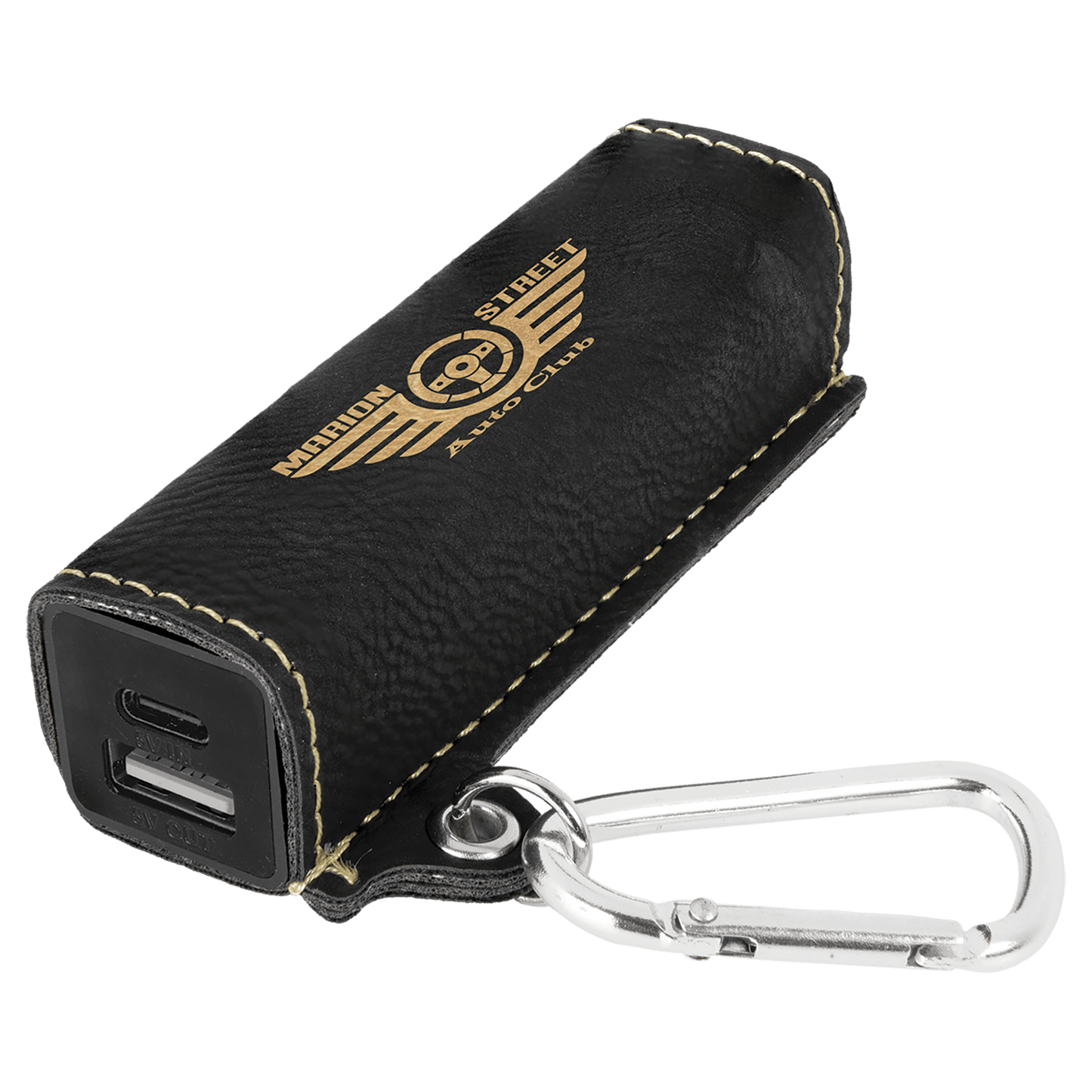 Laserable Leatherette Power Bank With Key Chain