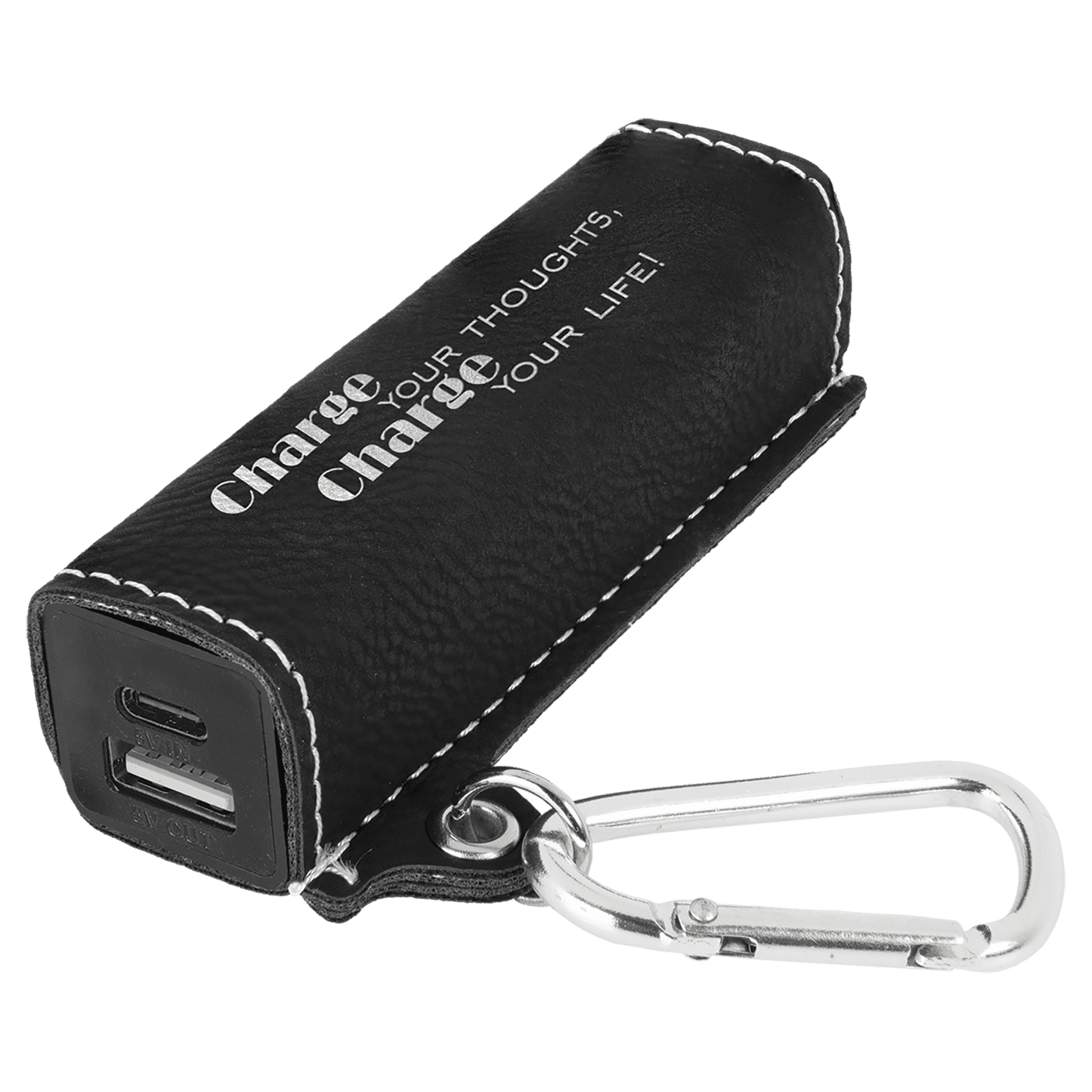 Laserable Leatherette Power Bank With Key Chain
