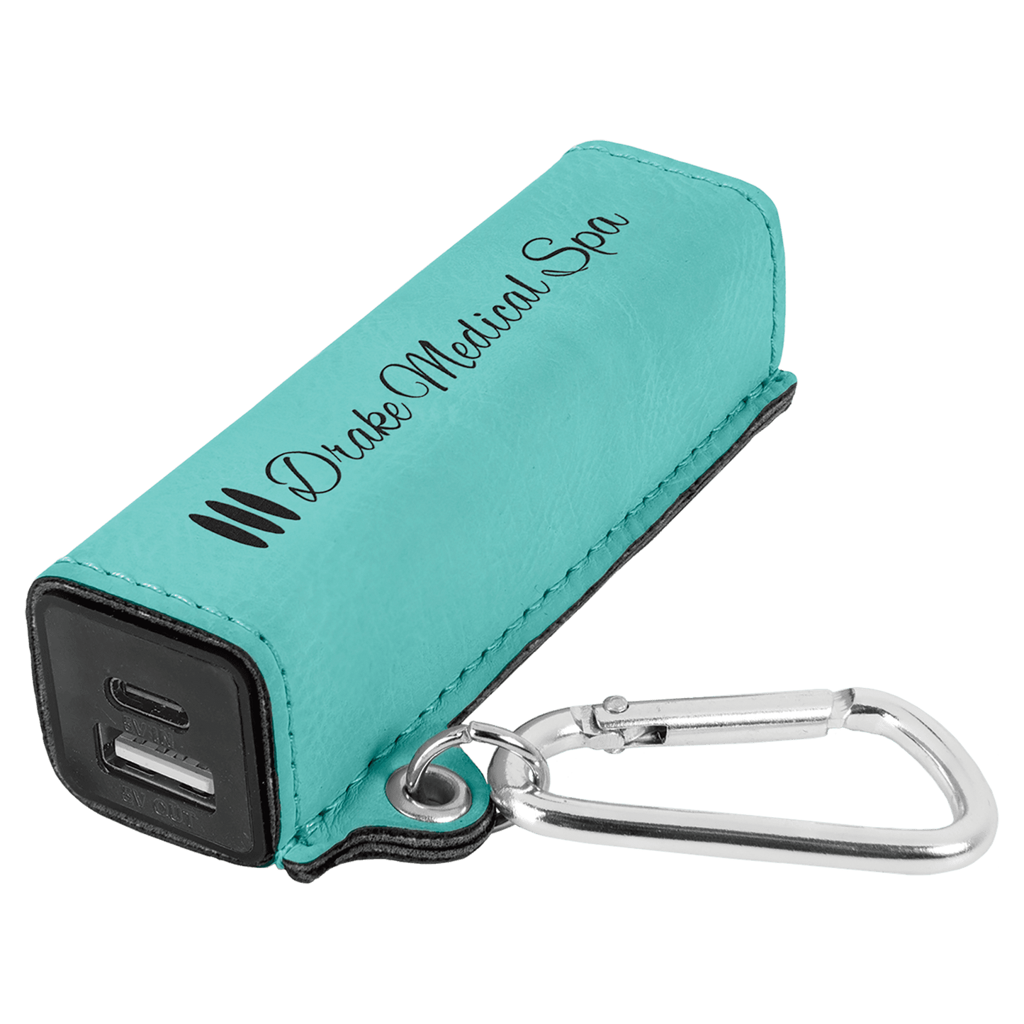 Laserable Leatherette Power Bank With Key Chain
