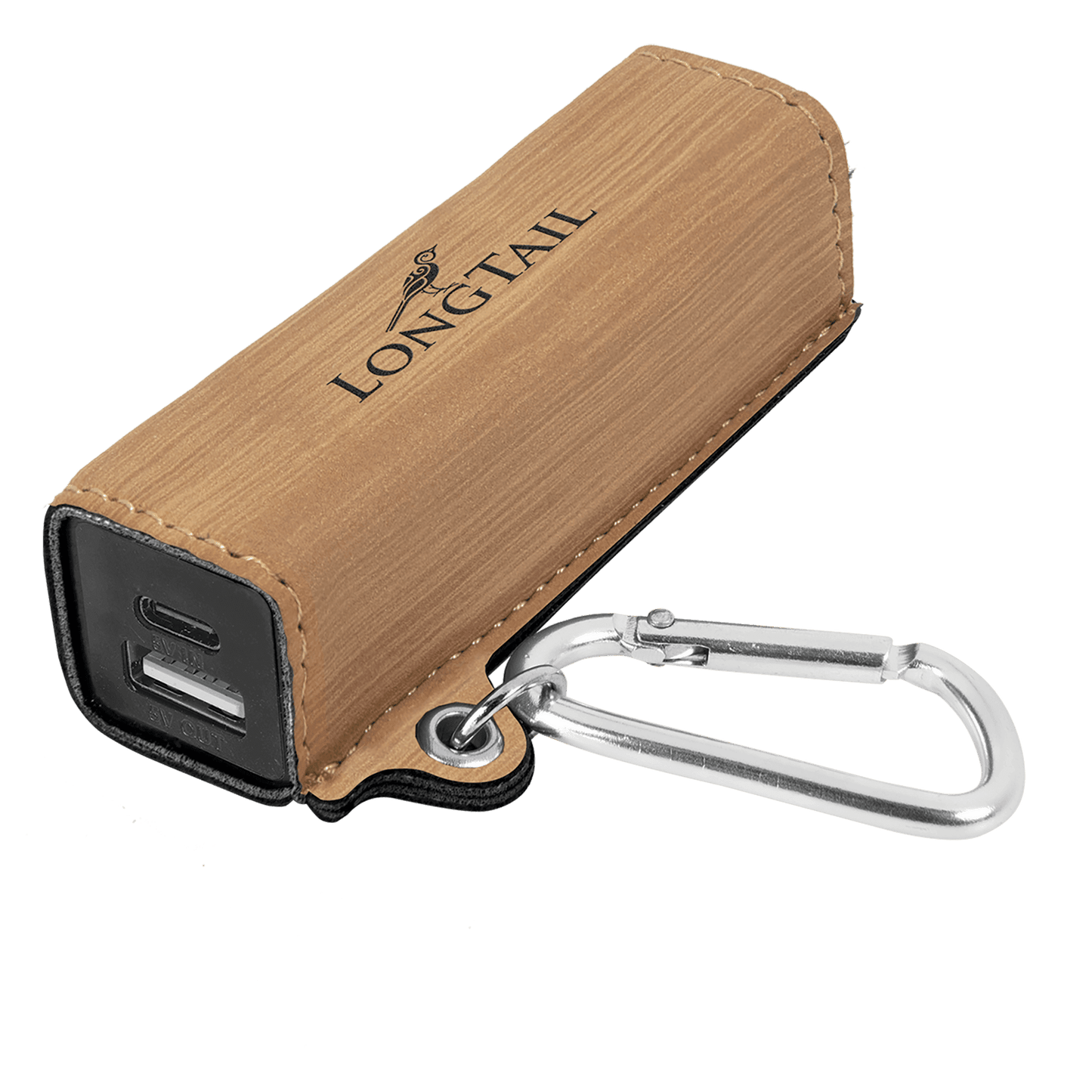 Laserable Leatherette Power Bank With Key Chain