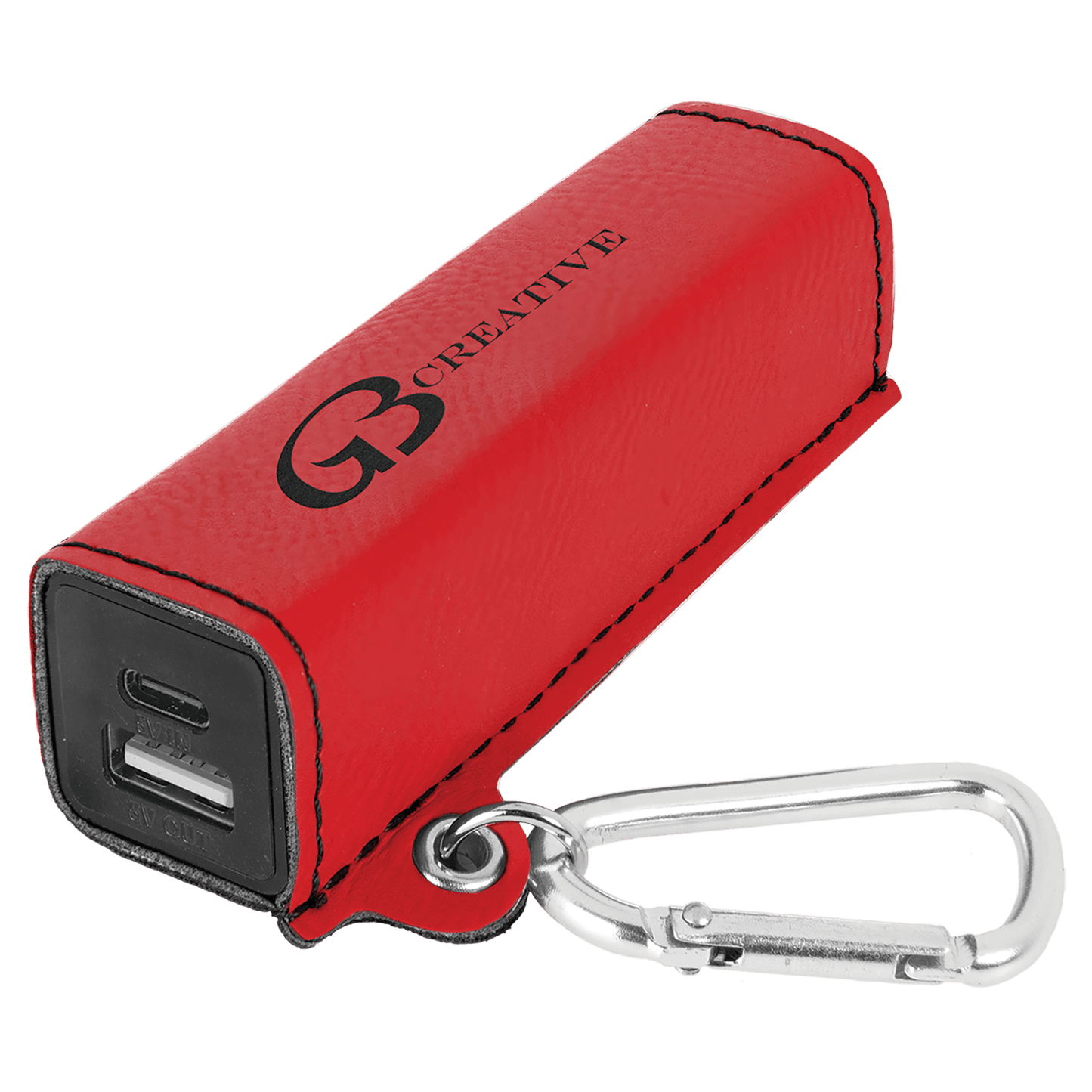 Laserable Leatherette Power Bank With Key Chain