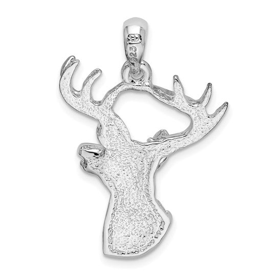Sterling Silver Buck Deer Head Profile Pendant