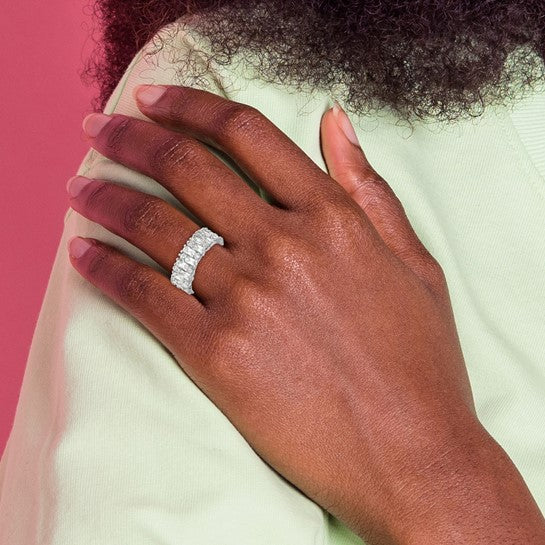 Sterling Silver Fancy Baguette-cut and Brilliant-cut Ring