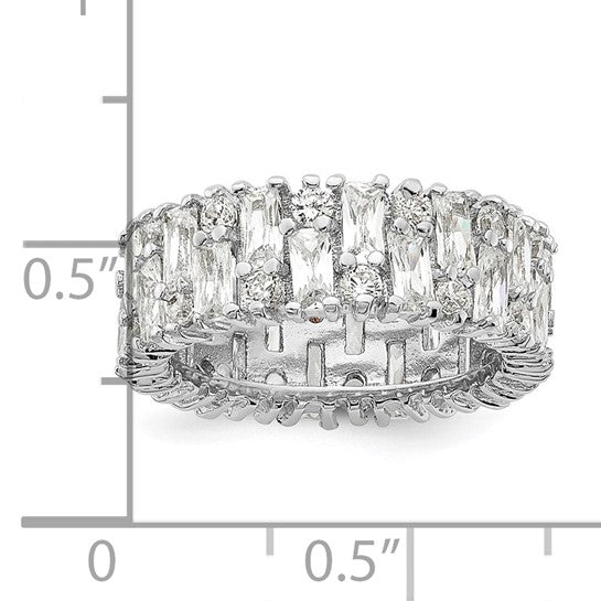 Sterling Silver Fancy Baguette-cut and Brilliant-cut Ring