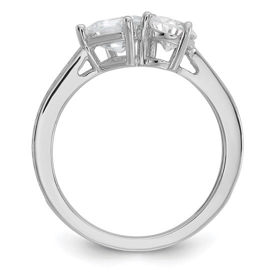 Sterling Silver Polished Pear and Square Ring