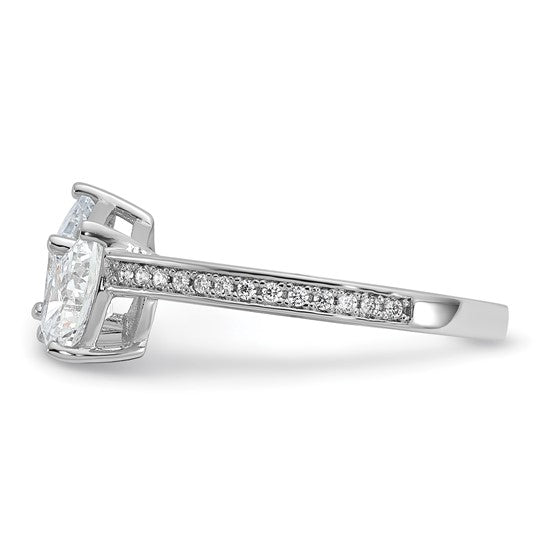 Sterling Silver Polished Pear and Square Ring