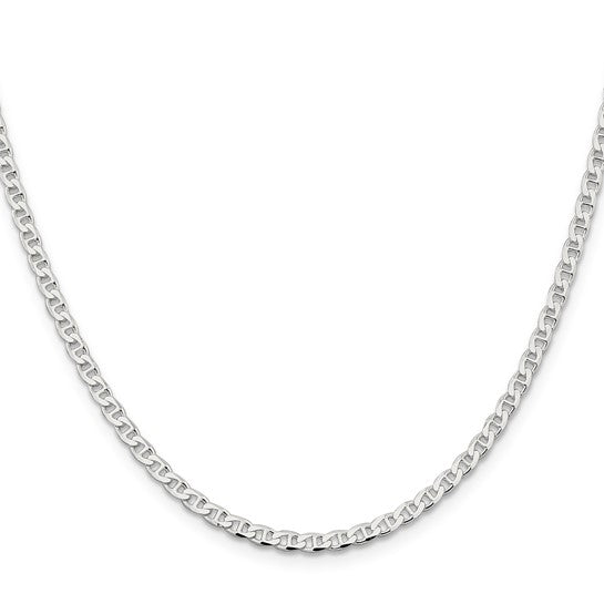 Sterling Silver 3.15mm Flat Cuban Anchor Chain Necklaces