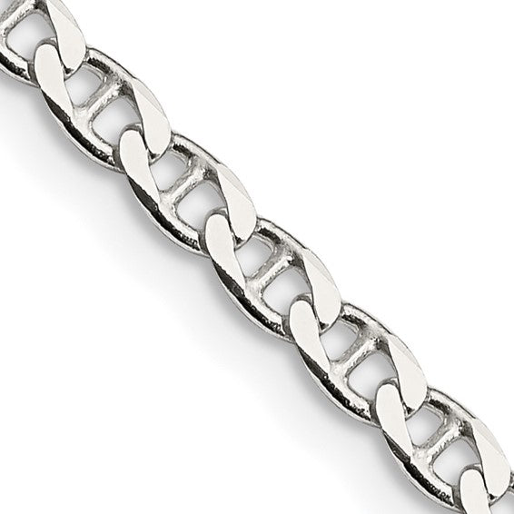 Sterling Silver 3.15mm Flat Cuban Anchor Chain Necklaces
