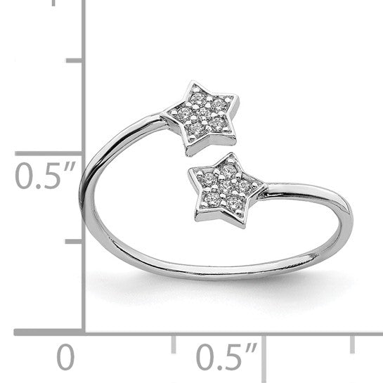 Sterling Silver Stars Bypass Adjustable Ring
