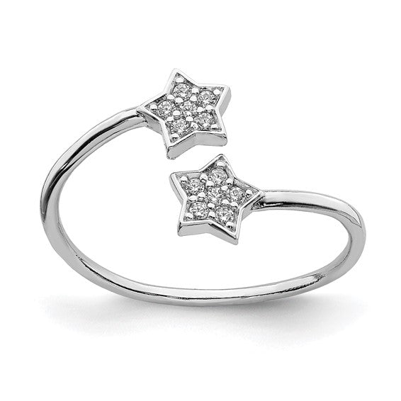 Sterling Silver Stars Bypass Adjustable Ring