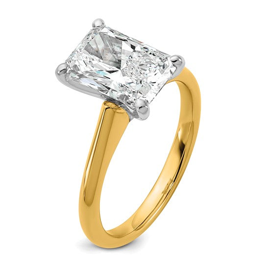 14k Two-tone 3ct Certified Lab Grown Diamond: Radiant