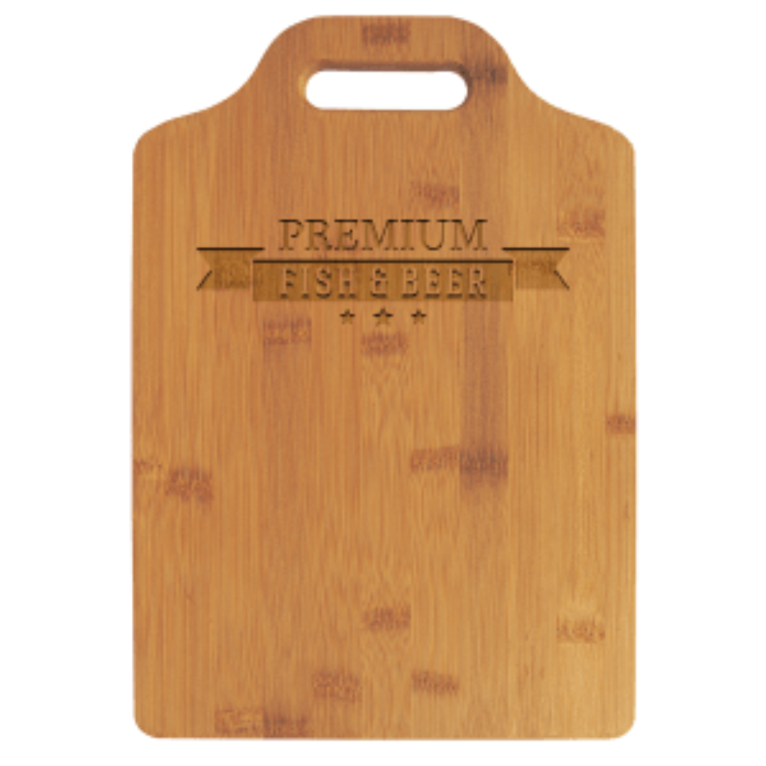 13" x 9" Bamboo Cutting Board with Handle and Personalized Engraving