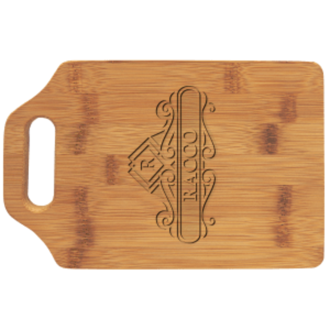 9" x 6" Bamboo Cutting Board with Handle and Personalized Engraving