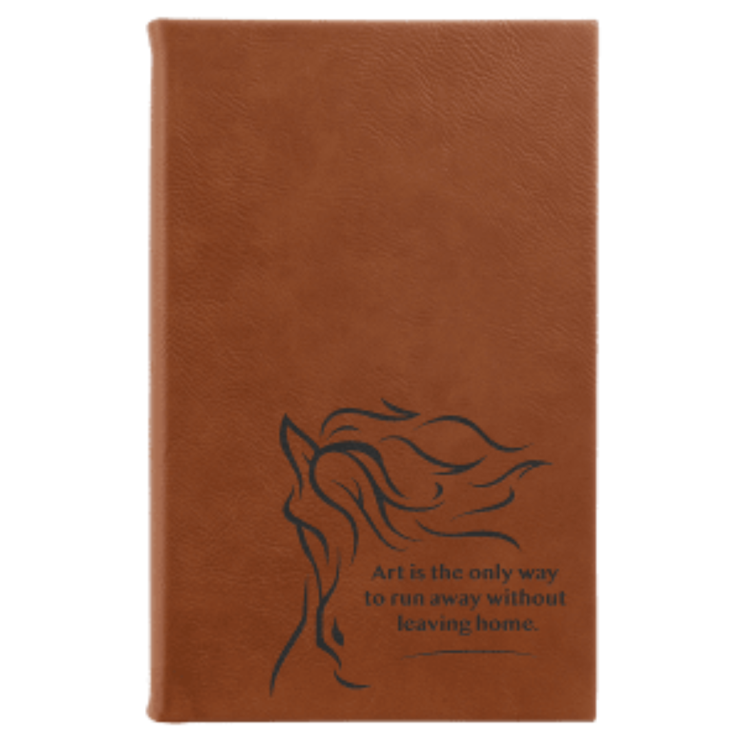 5 1/4" x 8 1/4" Rawhide Leather Sketch Book With Personalized Engraving
