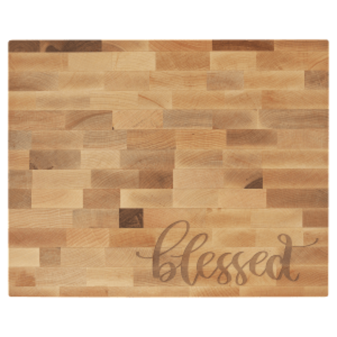 16" x 13" x 1 1/2" Maple Butcherblock Cutting Board with Personalized Engraving