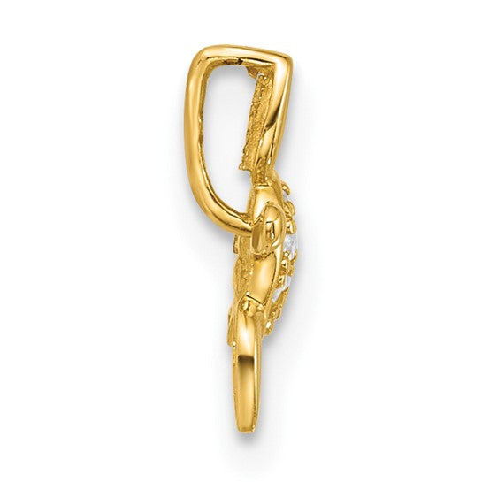 14k Childrens CZ Sea Turtle Chain Slide