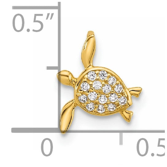 14k Childrens CZ Sea Turtle Chain Slide