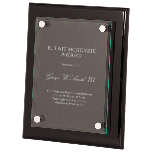 8" x 10" Black Piano Finish Floating Glass Plaque