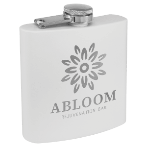 6 oz. Matte White Powder Coated Personalized Stainless Steel Flask