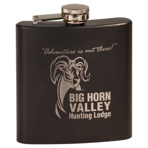 6 oz. Matte Black Personalized Stainless Steel Flask