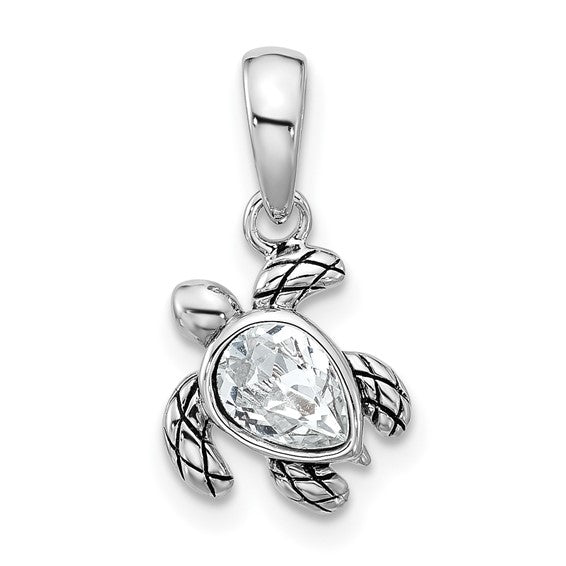 Sterling Silver Birthstone Turtle Pendant