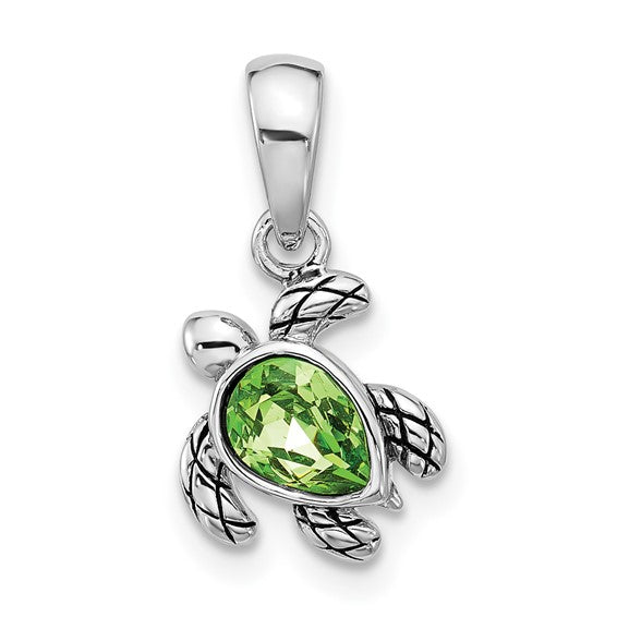 Sterling Silver Birthstone Turtle Pendant