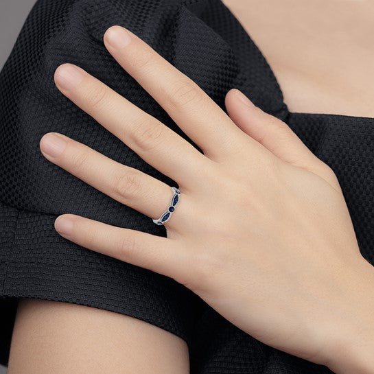 Sterling Silver Blue Spinel Eternity Band