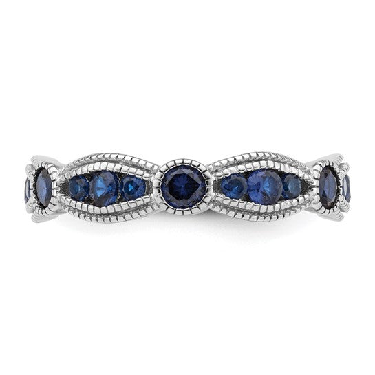 Sterling Silver Blue Spinel Eternity Band