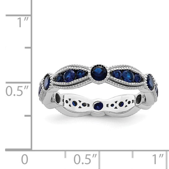 Sterling Silver Blue Spinel Eternity Band