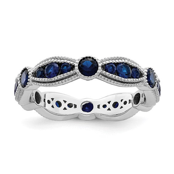 Sterling Silver Blue Spinel Eternity Band