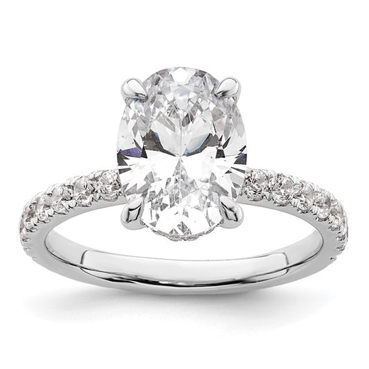 14k White Gold 3.5 ct Certified Lab Grown Diamond: Oval