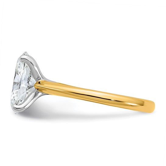 14k Two-tone 3ct Certified Lab Grown Diamond: Oval