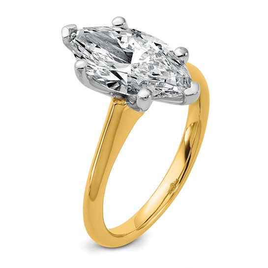 14k Two-tone 3ct Certified Lab Grown Diamond: Marquise