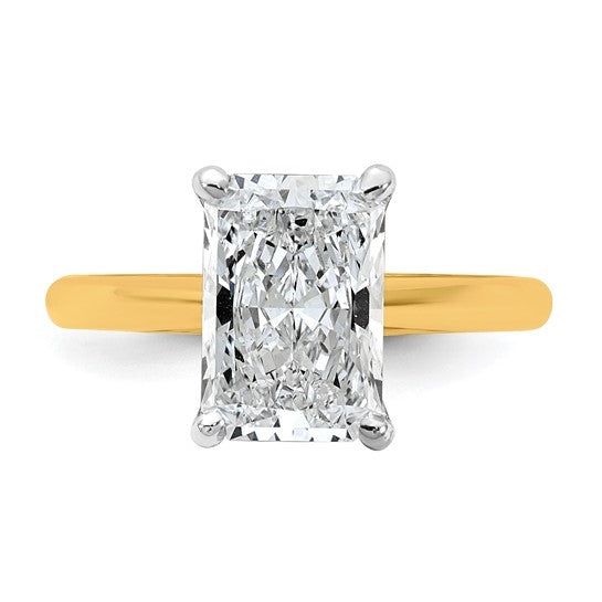 14k Two-tone 3ct Certified Lab Grown Diamond: Radiant