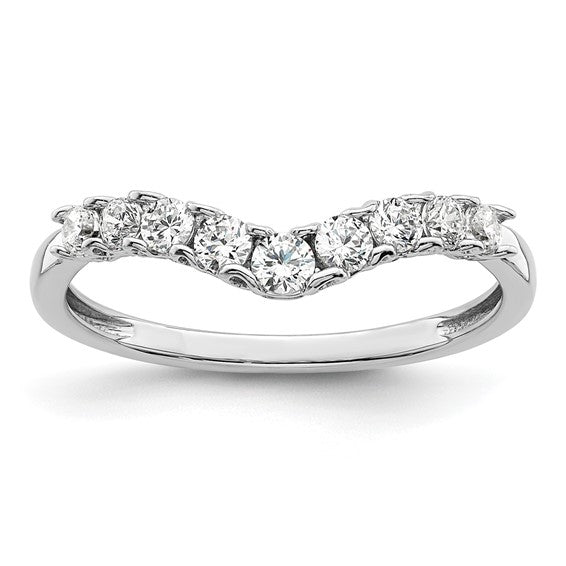 14k White Gold Lab Grown Diamond Concaved Band