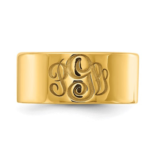 14k Gold Plated Monogram Cigar Style Band