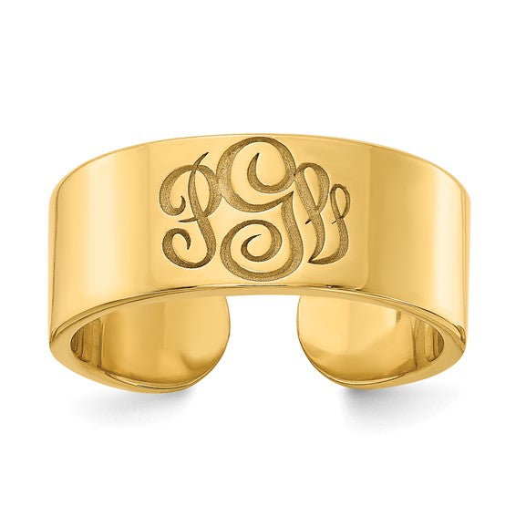 14k Gold Plated Monogram Cigar Style Band