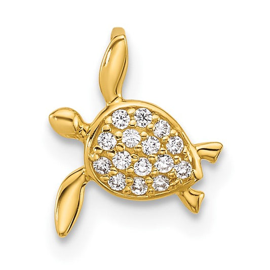 14k Childrens CZ Sea Turtle Chain Slide